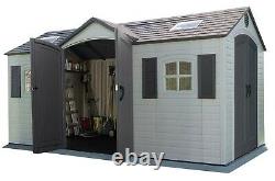 Large Lifetime 15' x 8' Outdoor Storage Shed Dual Entry Doors Skylights Windows