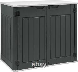 Large Outdoor Horizontal Storage Shed, 47 Cu Ft Resin Tool Shed WithO Shelf, Water