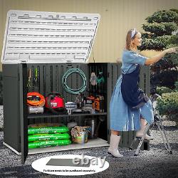 Large Outdoor Horizontal Storage Shed, 47 Cu Ft Resin Tool Shed WithO Shelf, Water