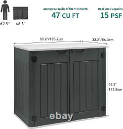 Large Outdoor Horizontal Storage Shed, 47 Cu Ft Resin Tool Shed WithO Shelf, Water