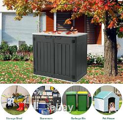 Large Outdoor Horizontal Storage Shed, 47 Cu Ft Resin Tool Shed WithO Shelf, Water