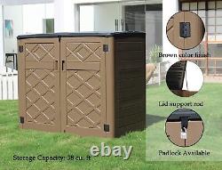 Large horizontal storage shed, 38 cu. Ft Resin garden shed weatherproof, lockable