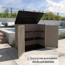 Large horizontal storage shed, 38 cu. Ft Resin garden shed weatherproof, lockable