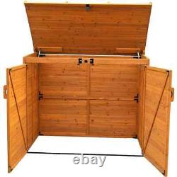Leisure SeasonLarge Horizontal Refuse Storage Shed, Brown Wooden 38 x 65 x 53 in
