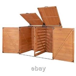 Leisure Season Horizontal Trash/Recycling Storage Shed 67X 52 Large Wood Brown