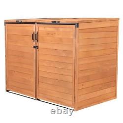 Leisure Season Horizontal Trash/Recycling Storage Shed 67X 52 Large Wood Brown