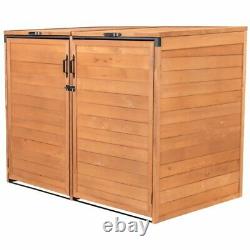 Leisure Season Large Horizontal Wood Trash and Recycling Storage Shed in Brown