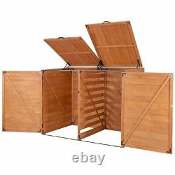 Leisure Season Large Horizontal Wood Trash and Recycling Storage Shed in Brown