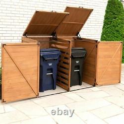 Leisure Season Medium Horizontal Wood Trash and Recycling Storage Shed in Brown