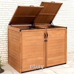 Leisure Season Medium Horizontal Wood Trash and Recycling Storage Shed in Brown