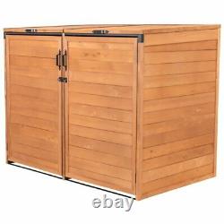 Leisure Season Medium Horizontal Wood Trash and Recycling Storage Shed in Brown