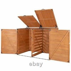 Leisure Season Medium Horizontal Wood Trash and Recycling Storage Shed in Brown