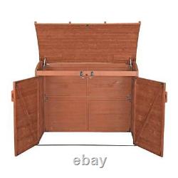 Leisure Season Trash Can Storage Horizontal Refuse Storage Shed in Brown