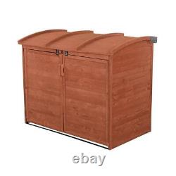 Leisure Season Trash Can Storage Horizontal Refuse Storage Shed in Brown