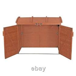 Leisure Season Trash Can Storage Horizontal Refuse Storage Shed in Brown