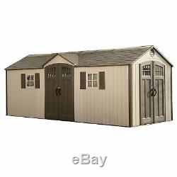 Lifetime 20 X 8 Outdoor Storage Shed Building + Floor Carriage Doors 60127