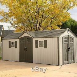 Lifetime 20 X 8 Outdoor Storage Shed Building + Floor Carriage Doors 60127