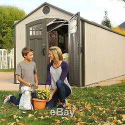 Lifetime 20 X 8 Outdoor Storage Shed Building + Floor Carriage Doors 60127