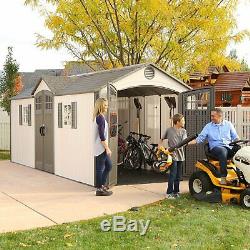 Lifetime 20 X 8 Outdoor Storage Shed Building + Floor Carriage Doors 60127