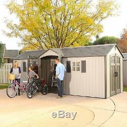 Lifetime 20 X 8 Outdoor Storage Shed Building + Floor Carriage Doors 60127