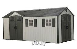 Lifetime 8' x 17.5' Huge Plastic Storage Shed Double Doors Skylight & 2 Windows