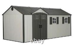 Lifetime 8' x 17.5' Huge Plastic Storage Shed Double Doors Skylight & 2 Windows