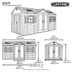 Lifetime Outdoor Storage Shed 15 ft. X 8 ft. Double Door Sturdy Plastic Steel