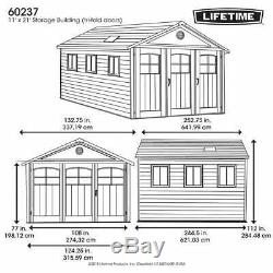 Lifetime Storage Building 11' x 21' Outdoor Living Garage Sheds Tan 60237 NEW