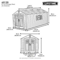 Lifetime Storage Shed 60120 8 ft x 20 ft Building Kit with Floor Easy Quick Set Up