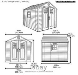 Lifetime Tool Shed Big Outdoor Plastic 8' x 10' Lawn Garden Tractor Storage