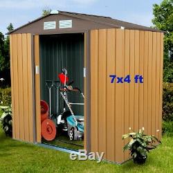 Metal Outdoor Storage Shed Kit Garden Backyard Toolshed DIY House Heavy Duty 7x4