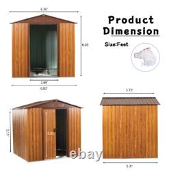 Metal Storage Shed Appealing Horizontal Siding in Woodgrain with Coffee Trim