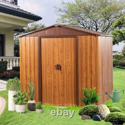 Metal Storage Shed horizontal siding in woodgrain