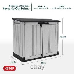 New Keter Durable Resin Horizontal Shed All-Weather Outdoor Storage, Free Ship