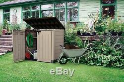 OUTDOOR STORAGE SHED 42-Cu Ft Horizontal Rustproof Piston Lid Garbage Trash