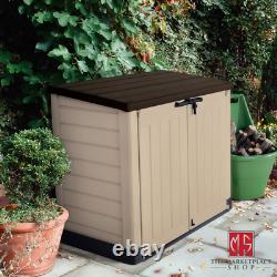 OUTDOOR STORAGE SHED 42-Cu Ft Horizontal Rustproof Piston Lid Garbage Trash