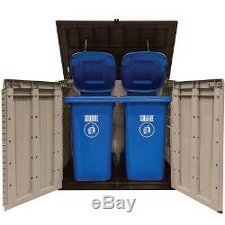 OUTDOOR STORAGE SHED 42-Cu Ft Horizontal Rustproof Piston Lid Garbage Trash