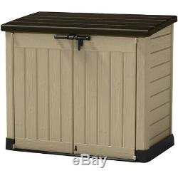 OUTDOOR STORAGE SHED 42-Cu Ft Horizontal Rustproof Piston Lid Garbage Trash