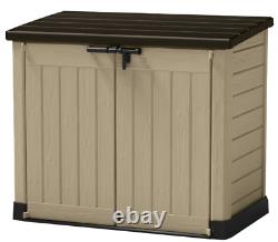 OUTDOOR STORAGE SHED 42-Cu Ft Horizontal Rustproof Piston Lid Garbage Trash