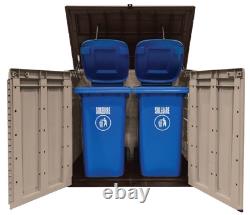 OUTDOOR STORAGE SHED 42-Cu Ft Horizontal Rustproof Piston Lid Garbage Trash