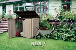 OUTDOOR STORAGE SHED 42-Cu Ft Horizontal Rustproof Piston Lid Garbage Trash