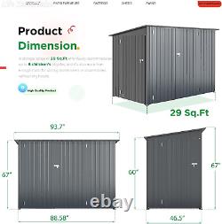 Outdoor Bike Storage Shed 4 x 7.5' Outdoor Horizontal Shed, Triple Lockable Door