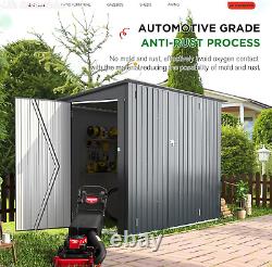 Outdoor Bike Storage Shed 4 x 7.5' Outdoor Horizontal Shed, Triple Lockable Door