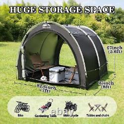 Outdoor Bike Storage Tent, 8×7FT Large Waterproof Portable 2-in-1 Shed with Do