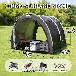 Outdoor Bike Storage Tent, 8×7Ft Large Waterproof Portable 2-In-1 Shed with Do
