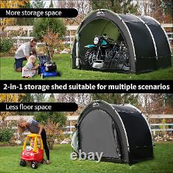 Outdoor Bike Storage Tent, 8×7Ft Large Waterproof Portable 2-In-1 Shed with Do