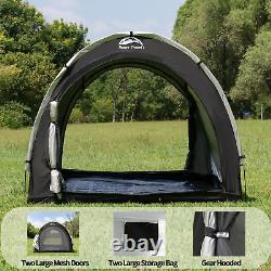 Outdoor Bike Storage Tent, 8×7Ft Large Waterproof Portable 2-In-1 Shed with Do