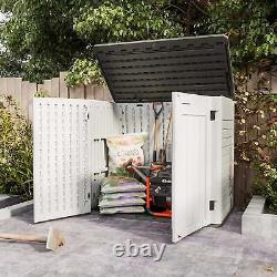 Outdoor Horizontal Resin Tool Shed 34 Cu. Ft, Weather Resistant Storage Soluti