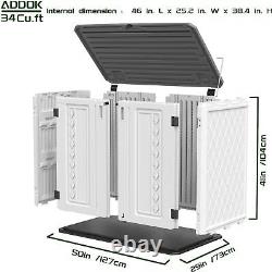 Outdoor Horizontal Storage Cabinet, Outdoor Storage Sheds Waterproof/Lockable