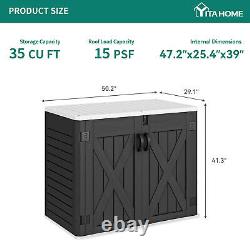 Outdoor Horizontal Storage Shed 35 Cu Ft Weather Resistant Resin Tool Shed